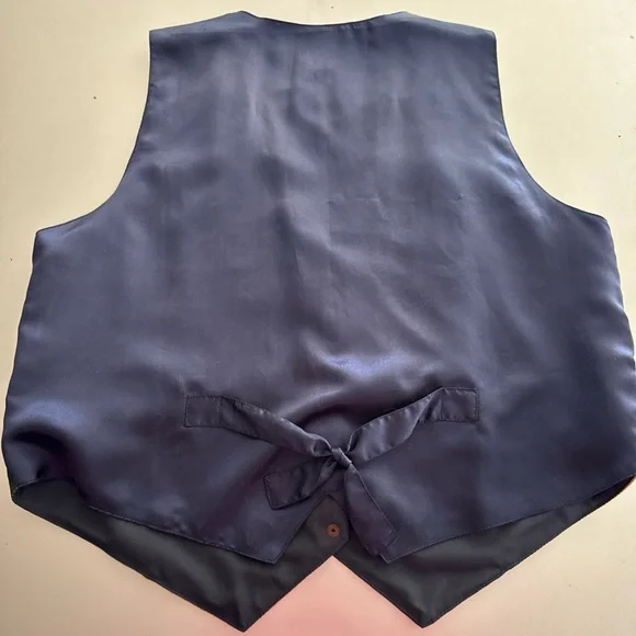 Vintage Leather Patchwork Vest LA Blues Men Size XL Button Front - Picture 6 of 7